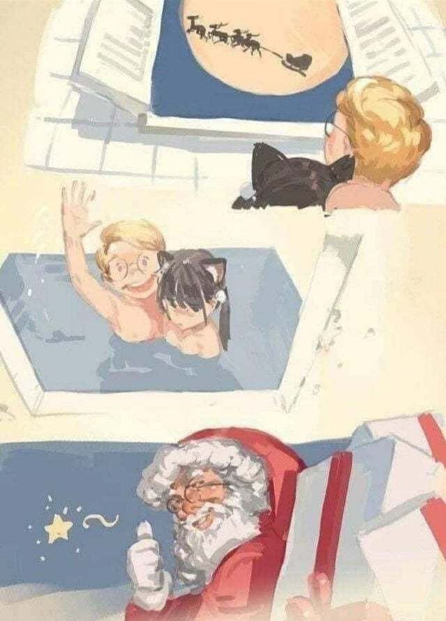 How not to believe in Santa after that - Anime, Neko, Santa Claus, Comics