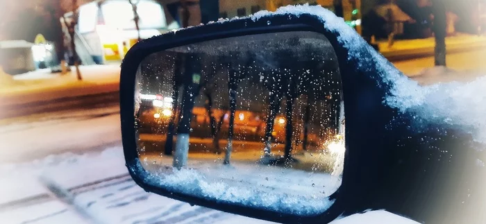 Winter is beautiful! - My, Winter, Snow, Reflection, Mirror, Auto