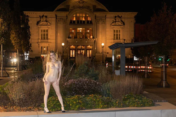 Night walk - NSFW, Erotic, Girls, Boobs, Nudity, In public, Blonde, Exhibitionism