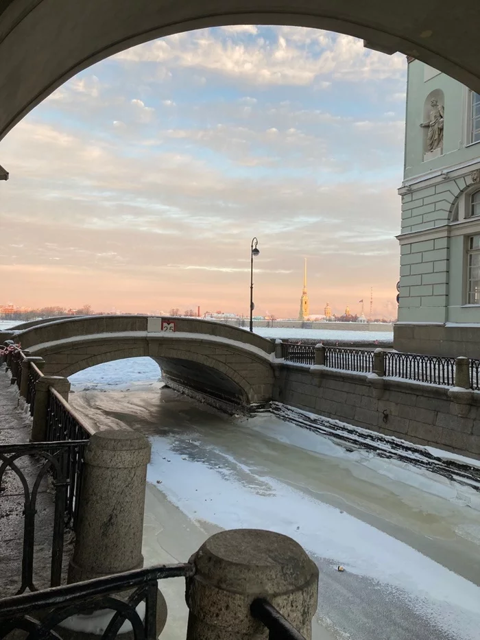 Winter in St. Petersburg - Russia, Saint Petersburg, Winter, The photo, Peter-Pavel's Fortress, Hermitage, Twitter, Bridge, Hermitage Bridge