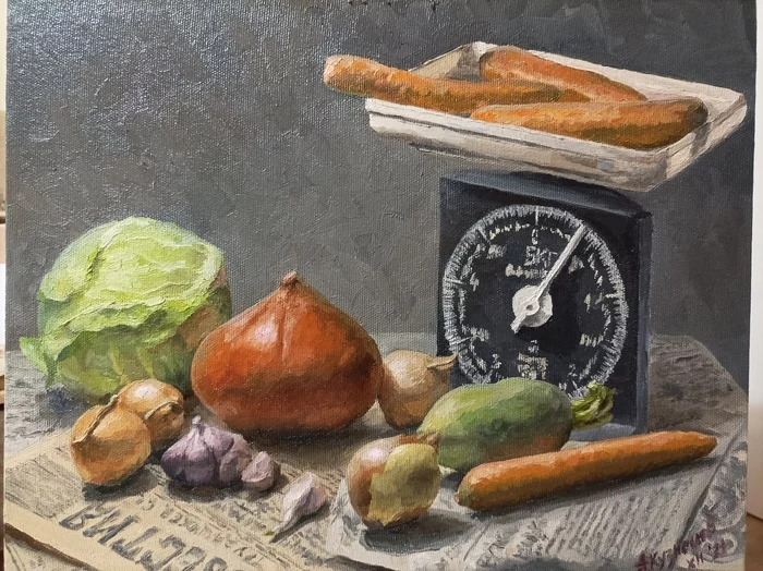 Vegetable still life - My, Oil painting, Painting, Nature