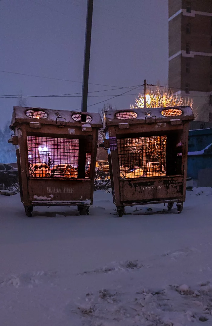 I returned home in the evening, looked to the left, saw these hungry wallpaper) - My, Photographer, Penza, Mobile photography, Black and white photo, Art, Winter, The street, Pareidolia