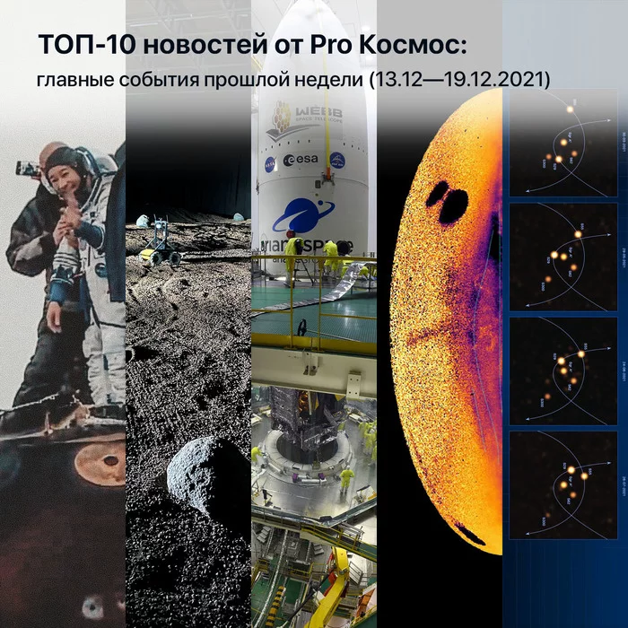 TOP-10 news from Pro Cosmos: the main events of the last week (13.12—19.12.2021) - Space, Cosmonautics, Roscosmos, Mars, NASA, Spaceship, ISS, Astrophysics, Esa, Black hole, moon, Telescope, James Webb, Dmitry Rogozin