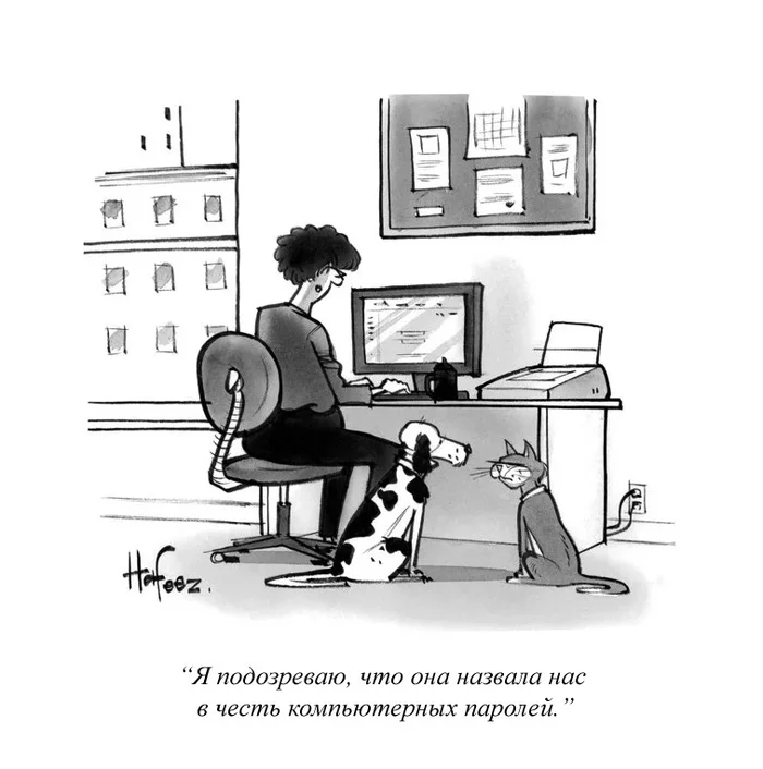 I have solved her secret - The new yorker, Dog, cat, Comics, Password