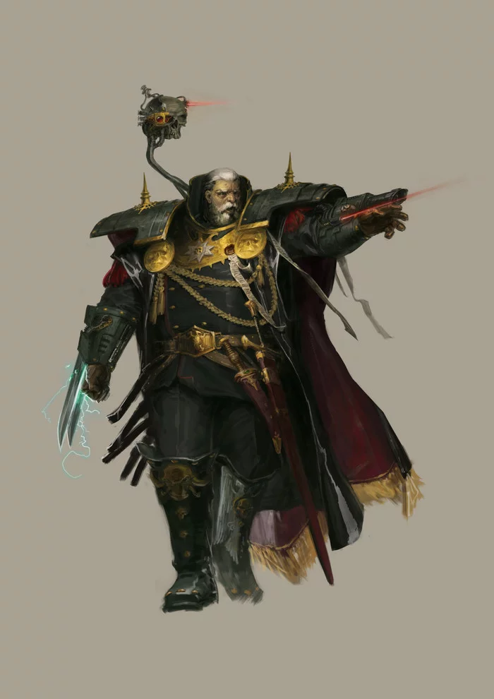 Imperial guard lord of Krieg by Ruslan Korovkin - Ruslan Korovkin, Wh Art, Warhammer 40k, Astra Militarum, Death Korps of Krieg, Сервочереп, Фанфик, Длиннопост