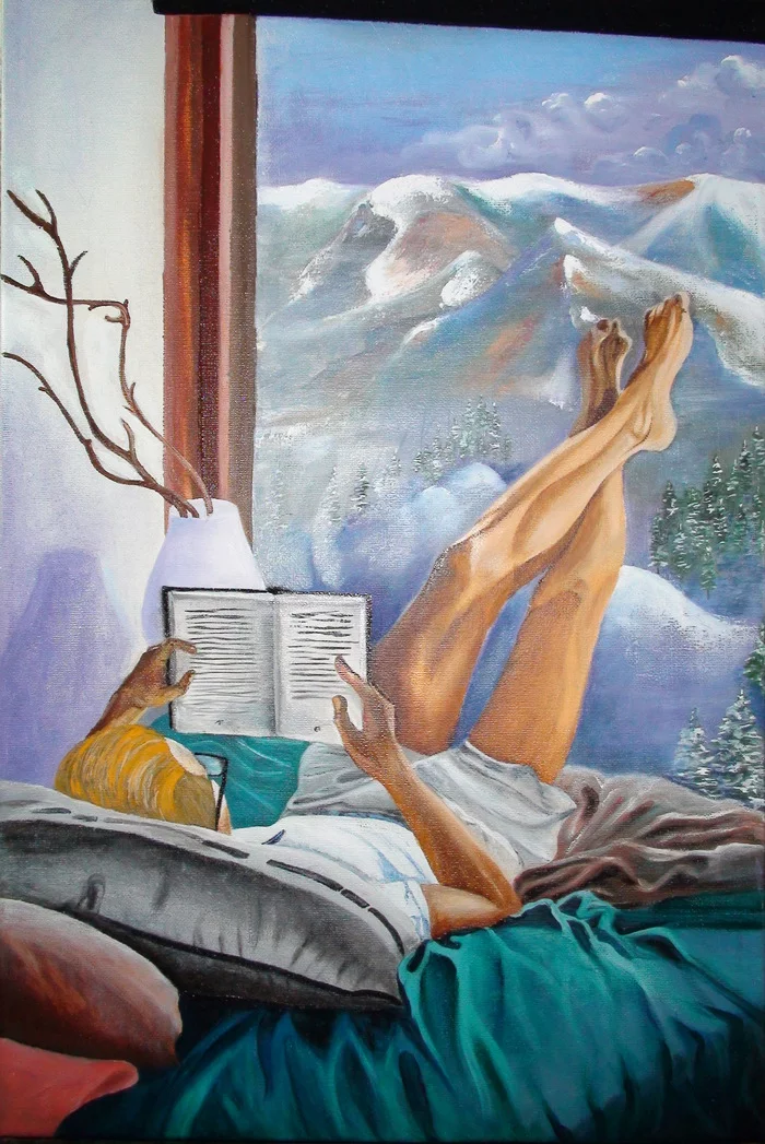 Pictures of my wife. Bedtime stories - My, Oil painting, Painting, Bedtime stories