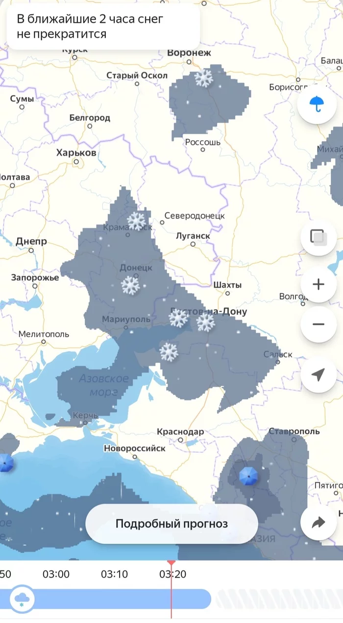 Snowcat screams at Zaporozhye - My, Weather forecast, It seemed, Snow, Yandex Weather