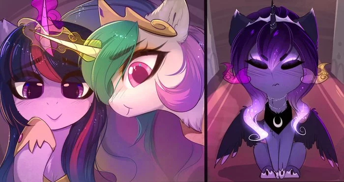 Angry smol Lulu - My Little Pony, Twilight sparkle, Princess Luna, Princess Celestia, Magnaluna