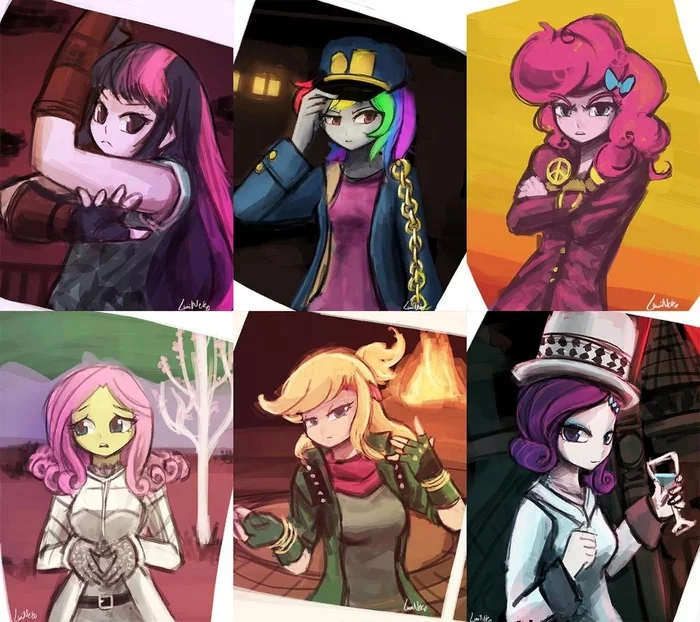 My Little Pony: Friendship is Bizarre Adventure - My little pony, Mane 6, Jojos bizarre adventure, Equestria girls, MLP crossover, Lumineko