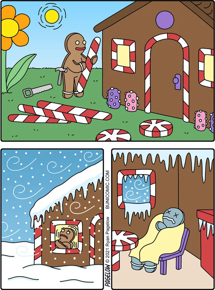 Frozen - Buni, Pagelow, Web comic, Winter, Cold, Cookies, Home construction