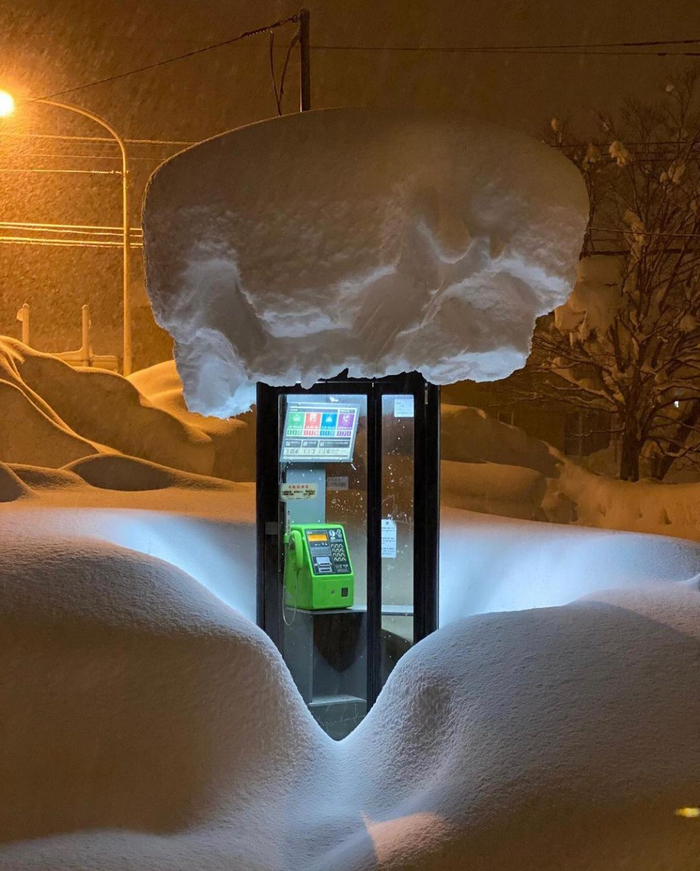 Телефонная будка (Хоккайдо) Фотография, Снег, Япония, Природа, Интересное, Путешествия