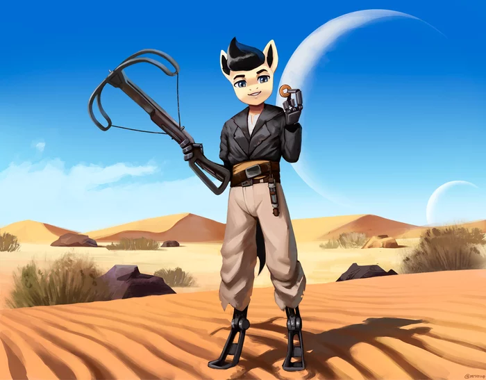 Somewhere in the desert, not far from the Union Cities - My little pony, Original character, Kenshi, Crossover, Anthro