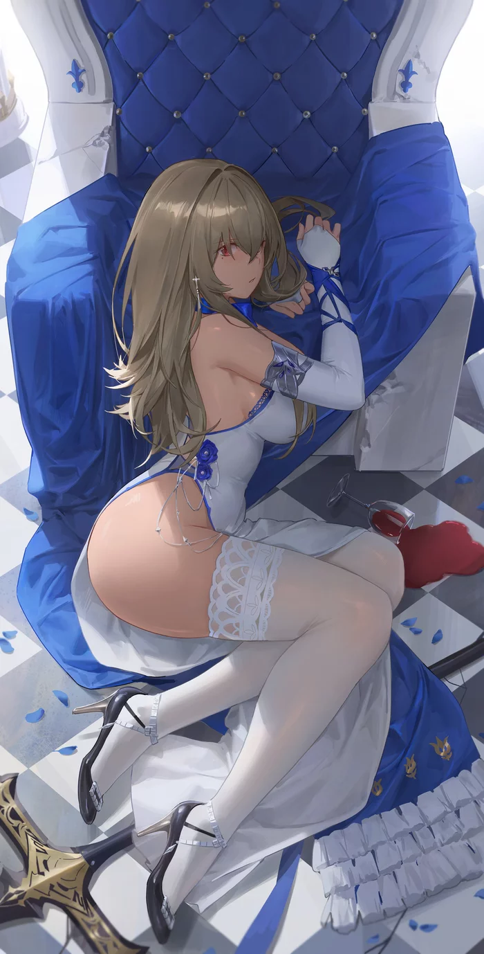 Saint Louis - NSFW, Anime, Anime art, Azur lane, St louis, Art, Girls, Stockings, Booty, Yohan1754