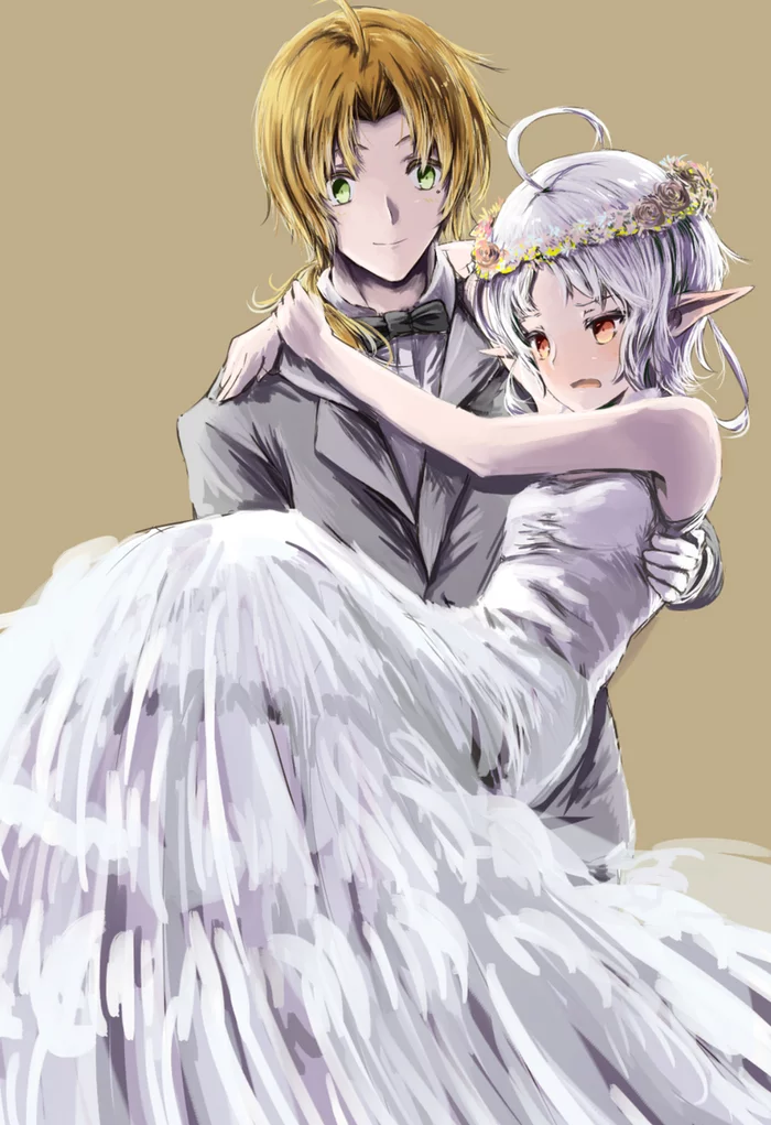 Newlyweds Greyrat - Art, Anime, Anime art, Sylphiette, Rudeus Greyrat, Mushoku tensei