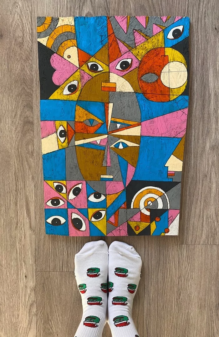 I don't understand, I posted a post, it feels like I flew to the ban ( - My, Acrylic, Paints, Painting, Abstraction, Cubism, Gratitude, Longpost, Repeat