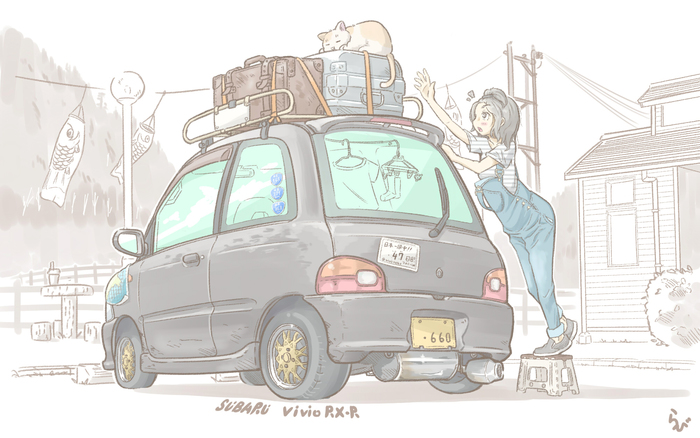 Уйди, животное! Аниме, Anime Art, Anime original, Subaru, Кот, Авто