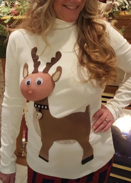 Great New Year's sweater for a girl - NSFW, Girls, Erotic, Deer, Boobs