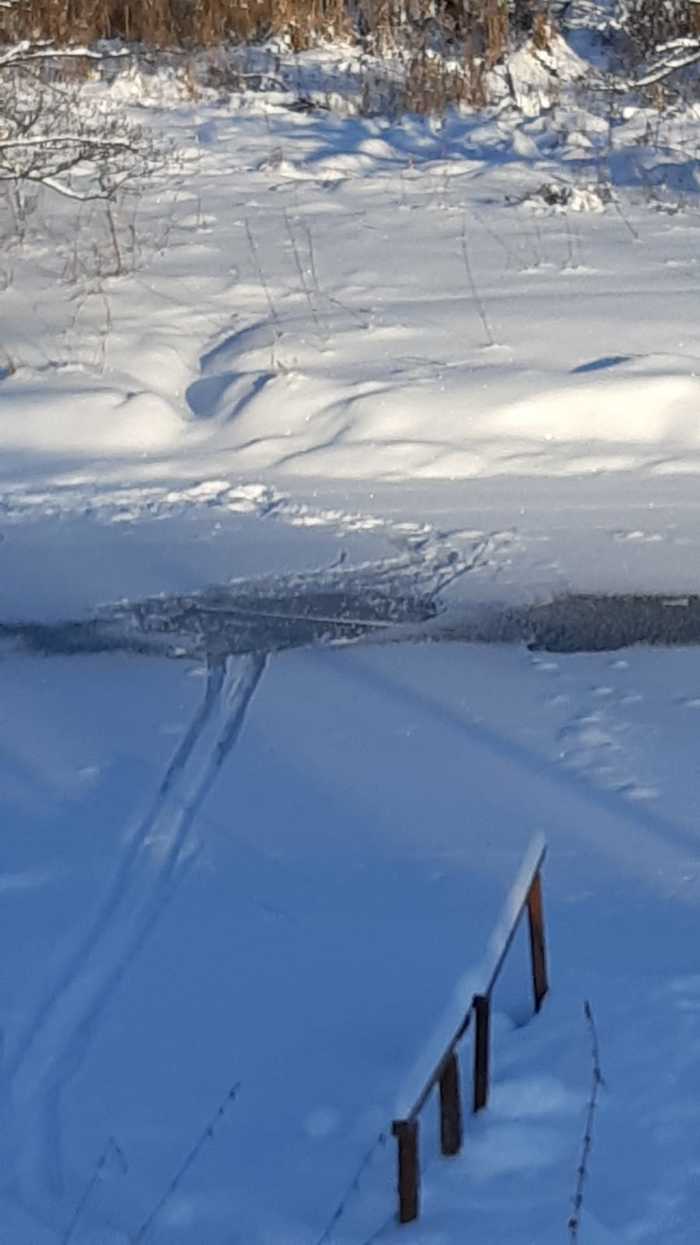 Winter all-around - My, Winter, Skis, Polynya, Fell under the ice