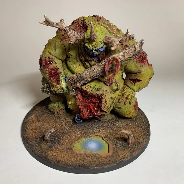 Demon of Nurgle: Great unclean one - Моё, Warhammer 40k, Wh miniatures, Длиннопост