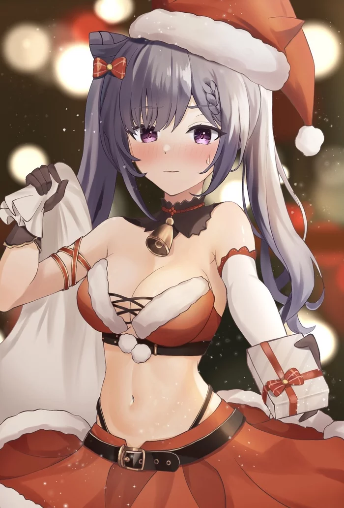 Keqing - Anime art, Anime, Keqing, Genshin impact, Santa costume