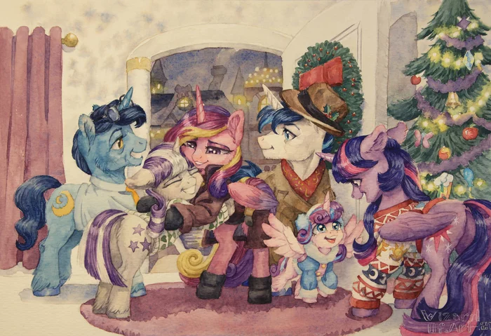 Warm welcome! - My little pony, Twilight sparkle, Princess cadance, Shining armor, Twilight Velvet, Nightlight, Flurry heart, The-Wizard-Of-Art