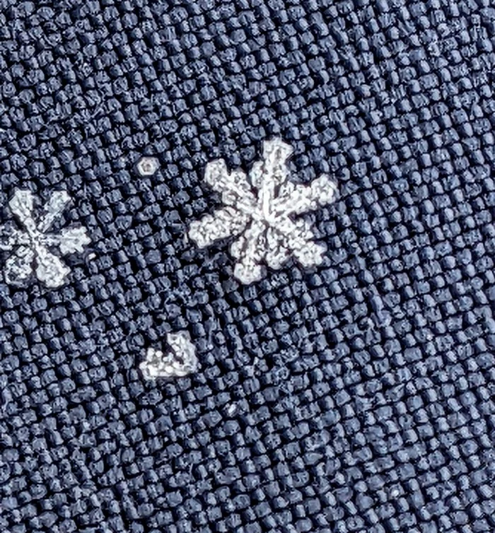 Snowflake on the jacket - My, The photo, Snowflake, Mobile photography