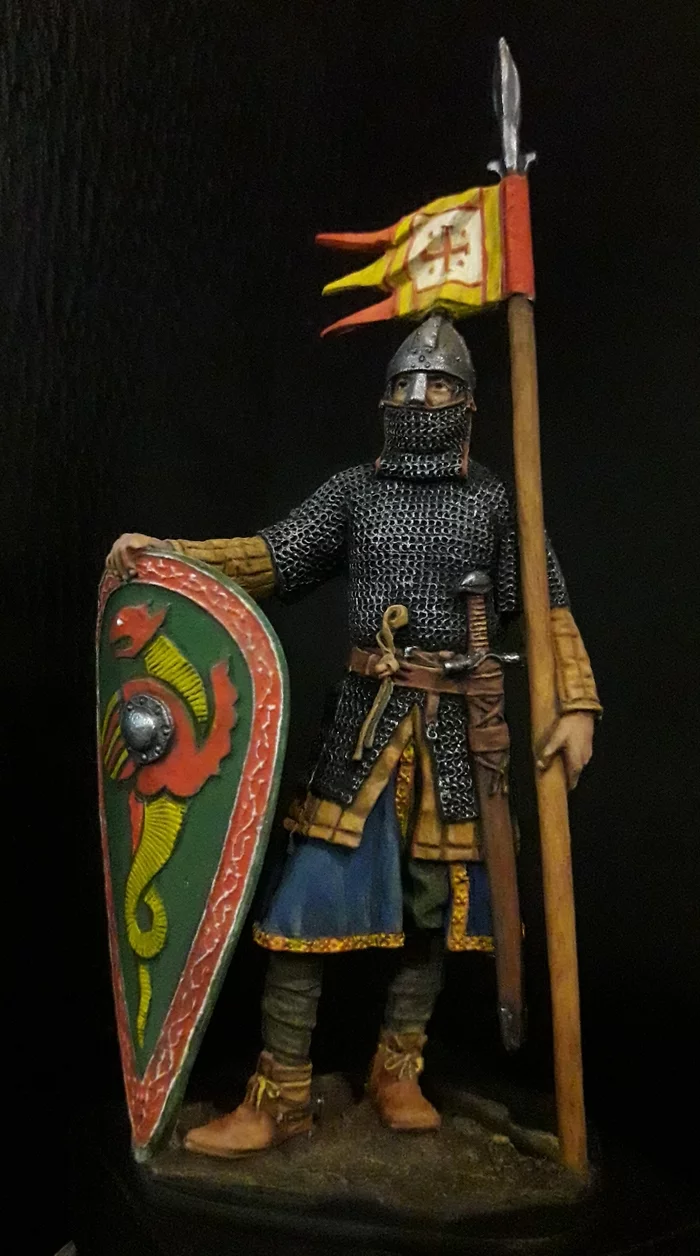 Norman knight, 2nd half. 11th century Ek castings - My, Modeling, Scale model, Painting miniatures, Stand modeling, Miniature, Collecting, Longpost