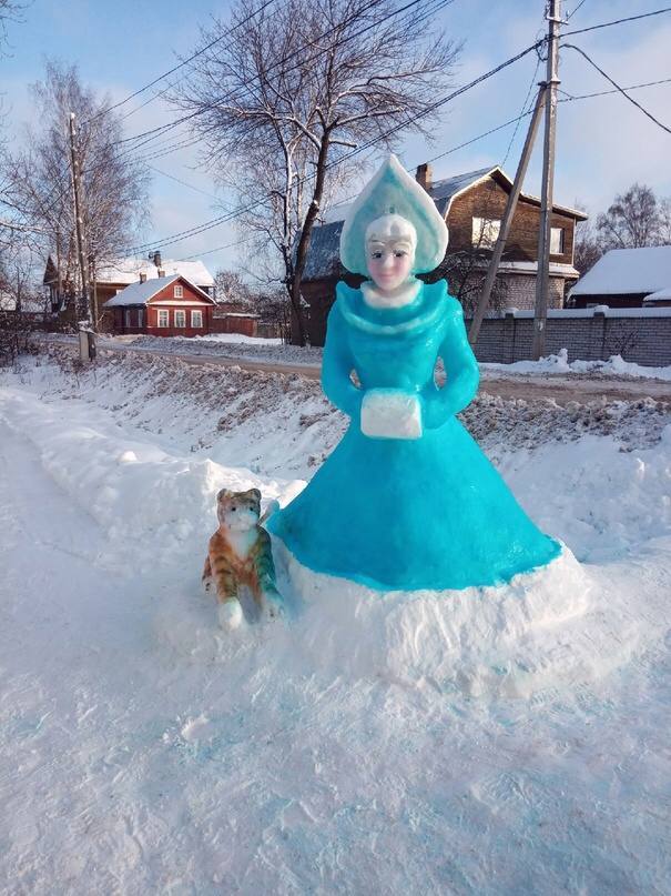 Snow creativity - Borovichi, Snow figures, Novgorod region, Longpost