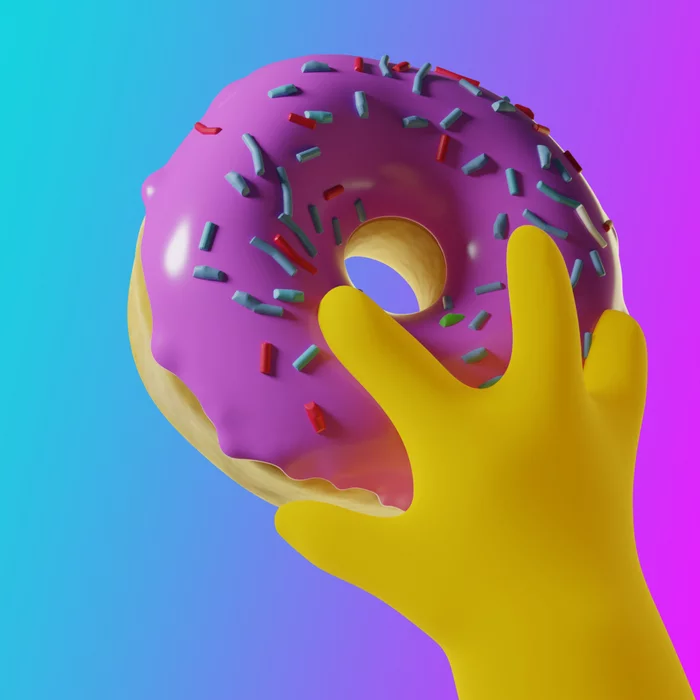 For fun I started learning Blender. Here's what happened after a short tutorial from Youtube - My, Drawing, Fan art, The Simpsons, Donuts, 3D, Blender, Art