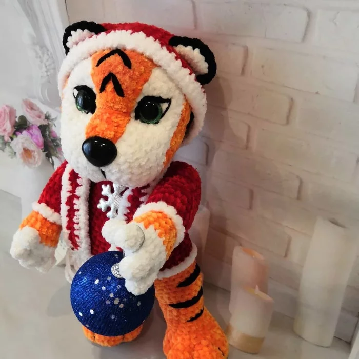 New Year's tiger! - My, Soft toy, Knitting, Crochet, Knitted toys, Symbol of the year, New Year, Presents, Amigurumi, Toys, Longpost