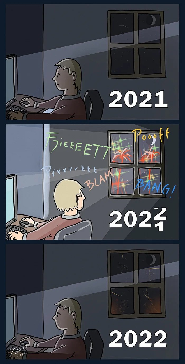 The holiday comes to us - Comics, New Year, Computer, Internet, 2021, 2022