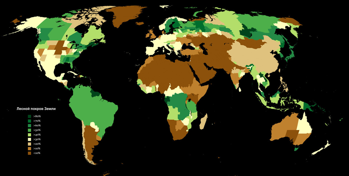 Карта мира с лесами