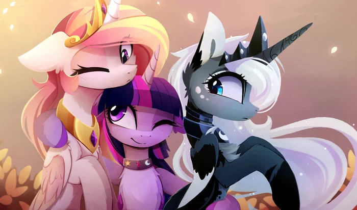 Дружба поняшек вечна - My Little Pony, Twilight sparkle, Princess Celestia, Princess Luna, PonyArt, Magnaluna