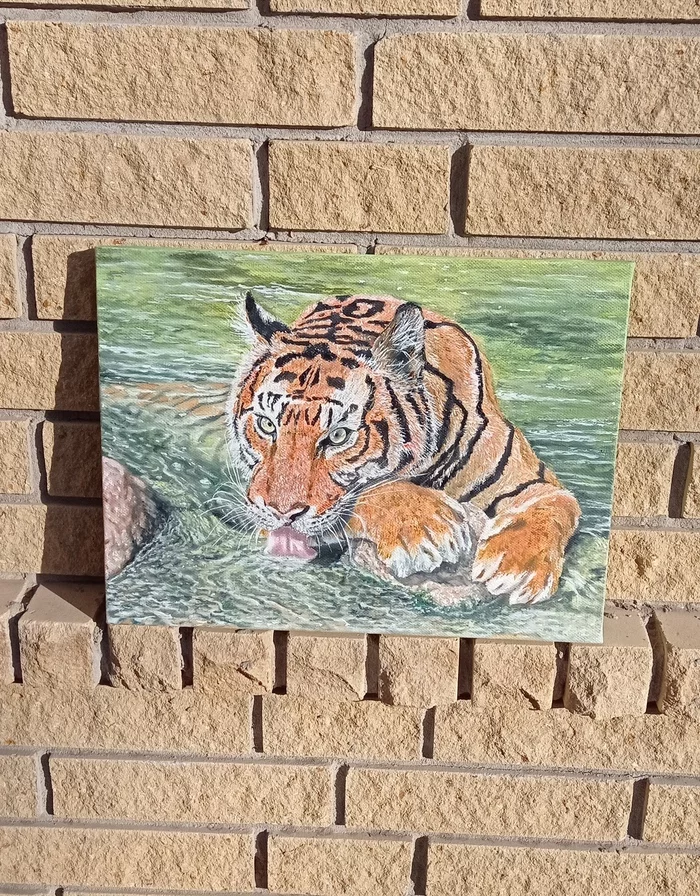 Oil painting. Tiger Gosha - My, Painting, Oil painting, Artist