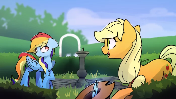 Перо - My Little Pony, Rainbow Dash, Applejack, Darkflame75