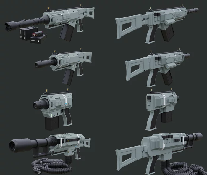 Lazgans and Mazgans - My, 3D, Blender, 3D modeling, Laser weapons, Laser, Weapon, Science fiction, Longpost