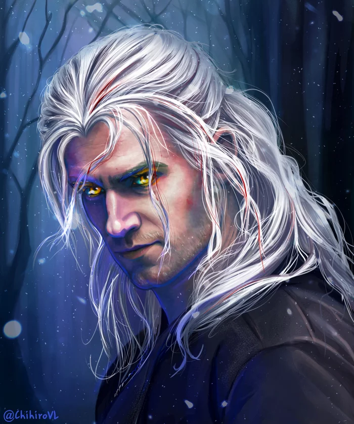 Fan art based on The Witcher - My, Witcher, Netflix, Portrait, Drawing, Digital drawing, Fantasy, Serials, Geralt of Rivia, Henry Cavill, Video