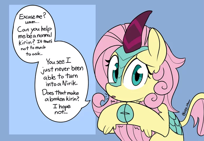 Sorry? * Umm * Can you help me be a normal kirin? If it's not difficult ... - My little pony, Fluttershy, MLP Kirin, Ocyrination, Icey