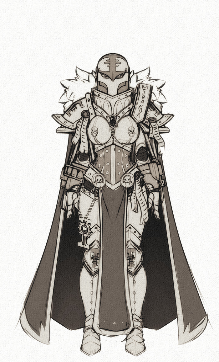 Fully Armored SoB Sketch byZliva Zlivaart, Warhammer 40k, Wh Art, Adepta Sororitas