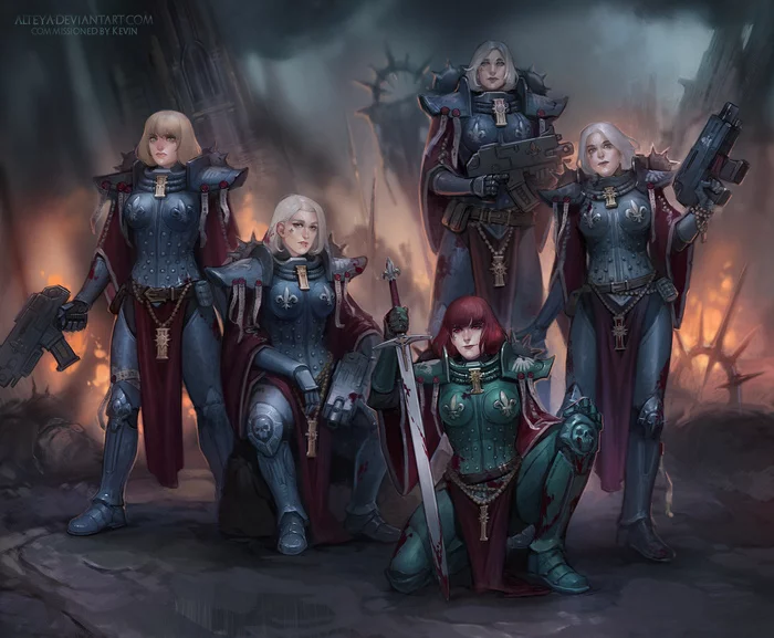 Battle Sisters Squad Pict by Alteya - Alteya, Wh Art, Warhammer 40k, Adepta Sororitas