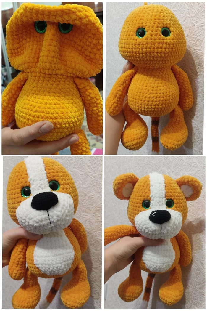 How a toy turns into a toy - My, Handmade, Knitted toys, Tiger, Longpost