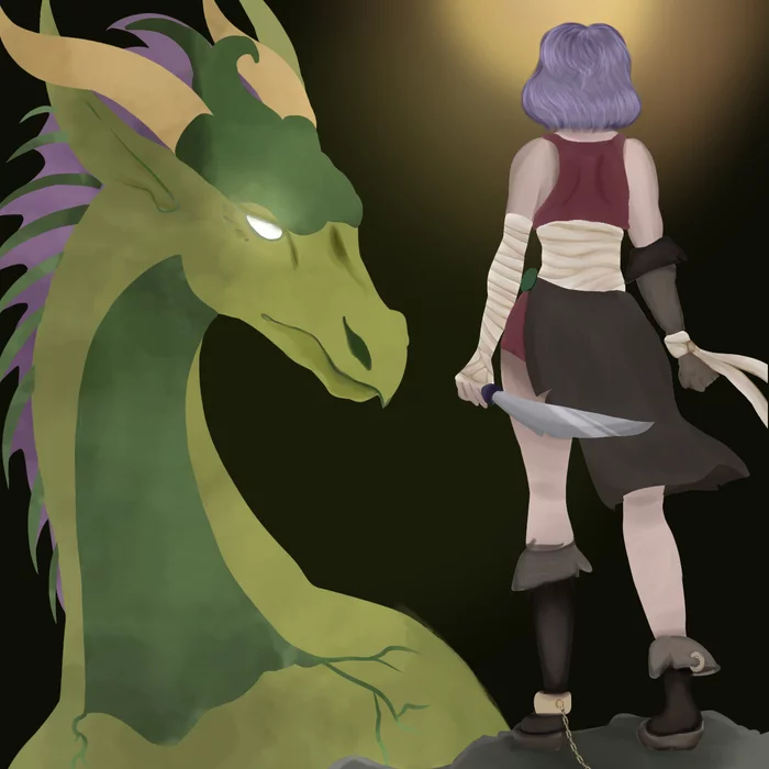 The Girl and the Dragon - My, Drawing, Digital drawing, Art