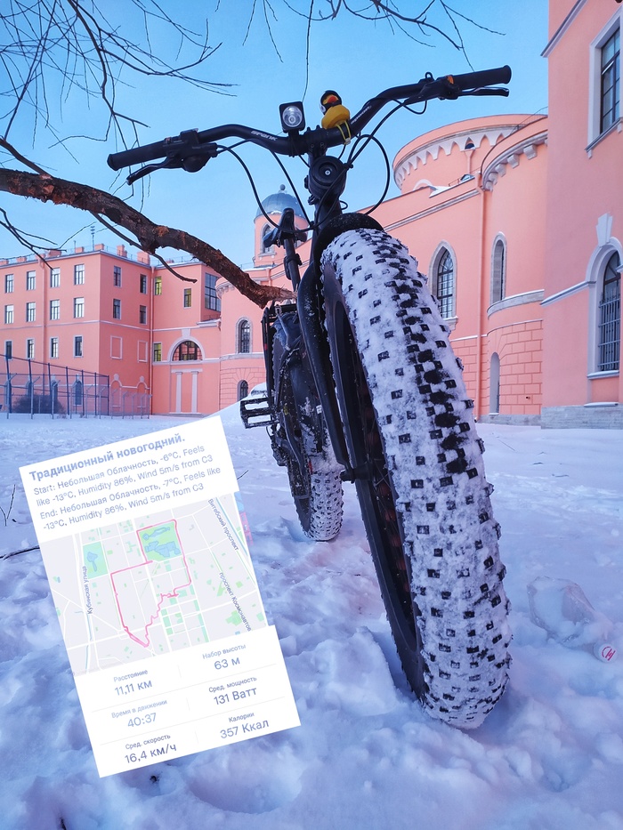 Первая небольшая покатушка в 2022 Санкт-Петербург, Фэтбайк, Велосипед, Зима, Новый Год, Снег, 2022, Север