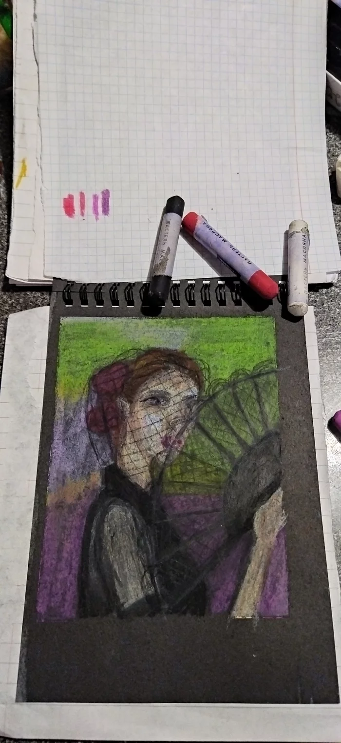 Sketches #3 - My, Learning to draw, Beginner artist, Oil pastel, Longpost