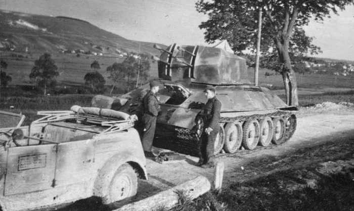 Flakpanzer T-34 (r) 1944 - T-34, Zsu, Tanks, The Second World War, Anti-aircraft gun, Third Reich, Historical photo