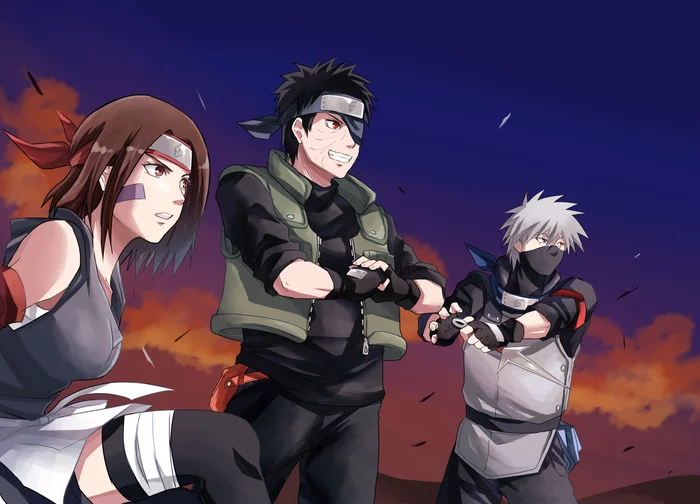 Friends - Anime art, Anime, Rin, Uchiha Obito, Kakashi Hatake, Naruto