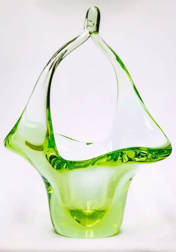 Vase - Crystal, Uranium glass, Vase, Art Deco, Longpost