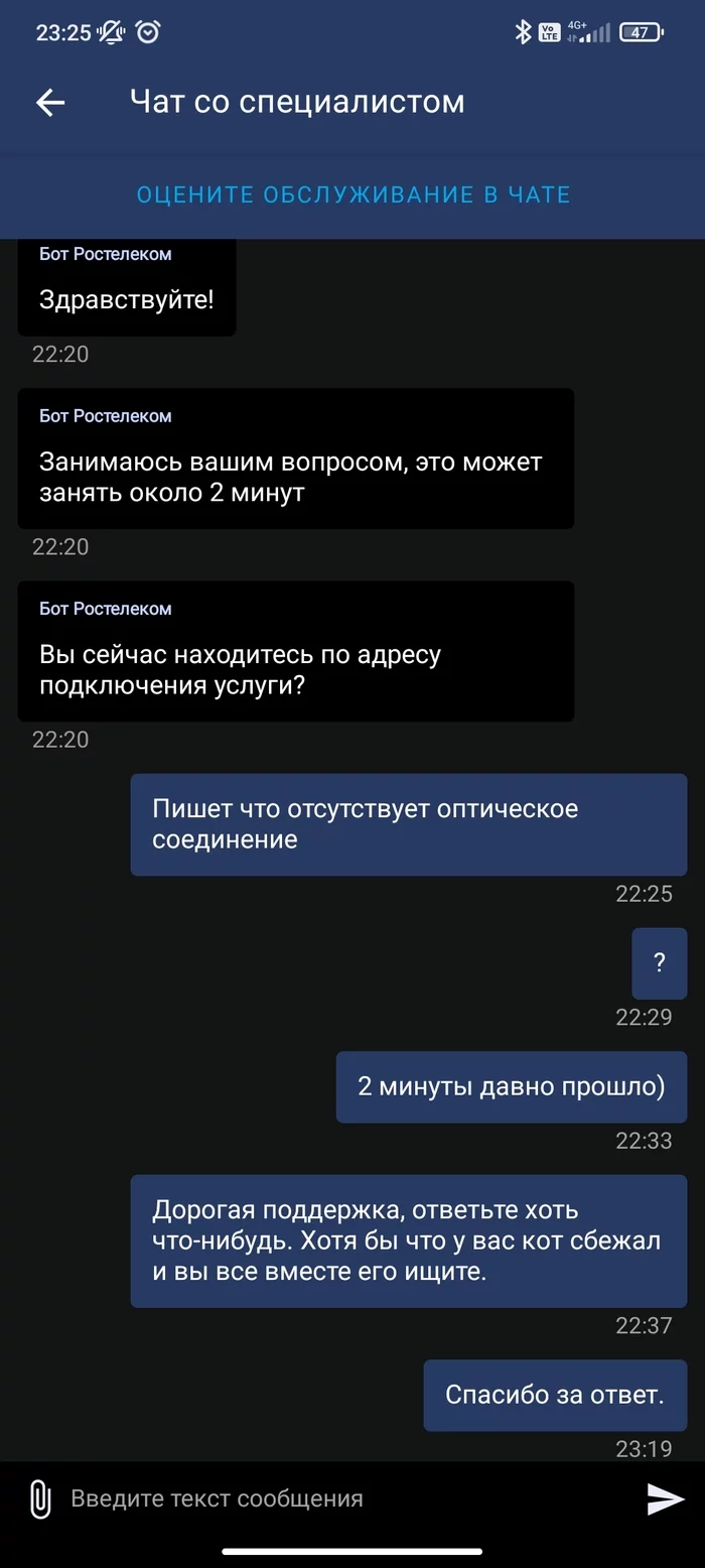 Typical Rostelecom - My, Rostelecom, Support, Chat room, Infuriates, Longpost