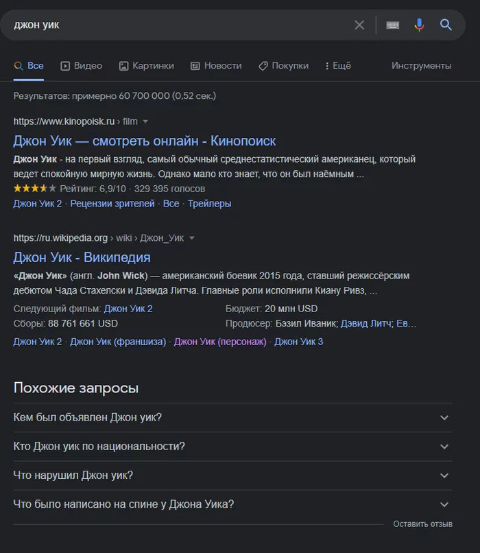Джон Уик - цыган? - Джон Уик, Google, Национальность, Фильмы, Длиннопост