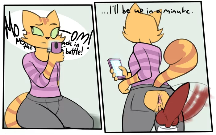 Ни минуты покоя - NSFW, Litterbox Comics, Комиксы, Фурри, Furry Feline, Furry Cat, Furotica female, Йифф, Дилдо